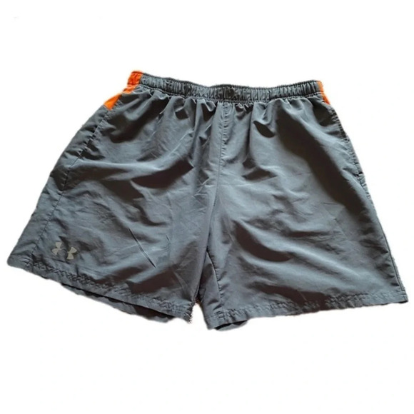 Under Armour Men’s Large Dark gray and orange fitted Athletic Shorts - Picture 1 of 10